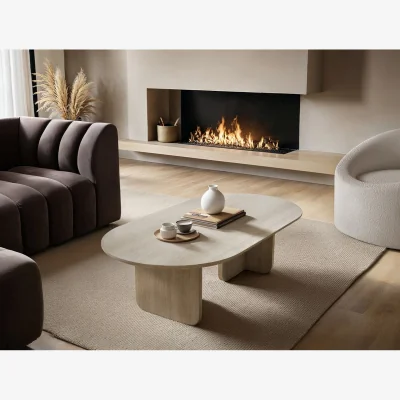 The Range Aven Sintered Stone Effect Oval Coffee Table - Stone