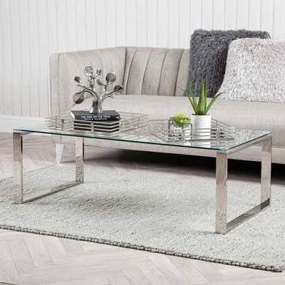 The Range Stainless Steel Glass Coffee Table, Centre Table - Silver