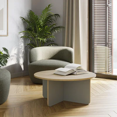 The Range Modern Round Shape Coffee Centre Table Living Room - Oak, Ash Green