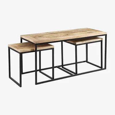 The Range Upcycled Industrial John Long Coffee Table Set - Light Wood