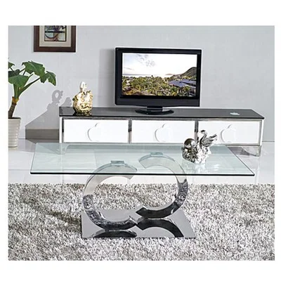 The Range Channel Clear Glass Coffee Table for Living Room - Silver