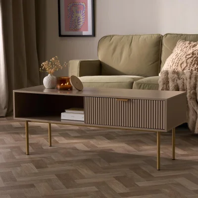 The Range OHS Ribbed Coffee Table With Drawer - Natural