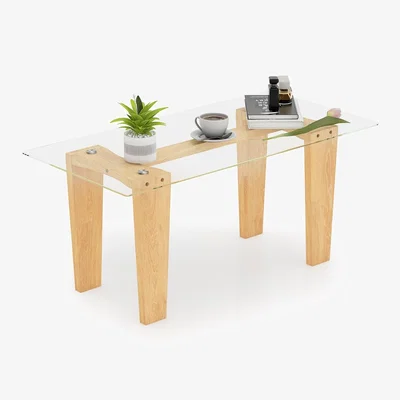 The Range Tempered Glass Cocktail Center Table Coffee Table - Brown