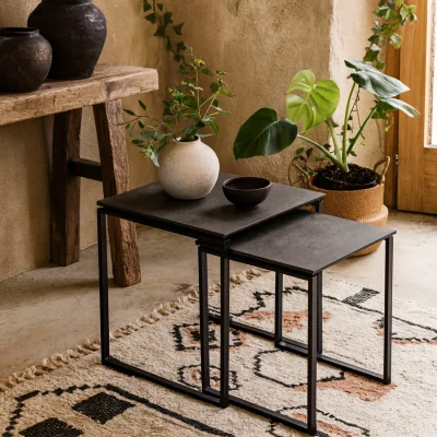 The Range Durban Square Ceramic Nesting Coffee Table Set - Black