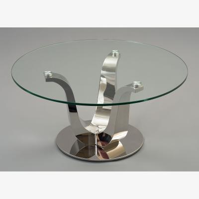 The Range Naples Round Glass Coffee Table for Living Room - Silver