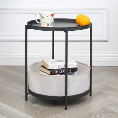 The Range 2-in 1 Bakewell - Side Coffee Table with Fabric Basket - Black
