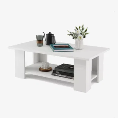 The Range 2-tier Modern Coffee Table Center Cocktail Table - White