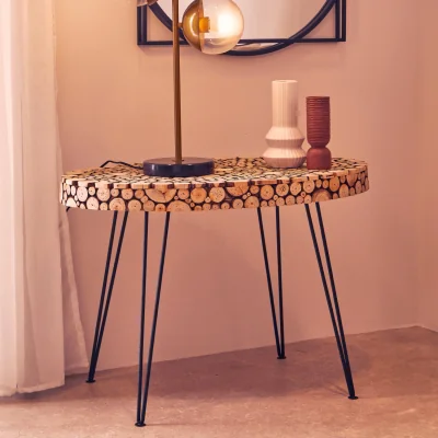 The Range Lacuna Fir Wood Oval Coffee Table - Black