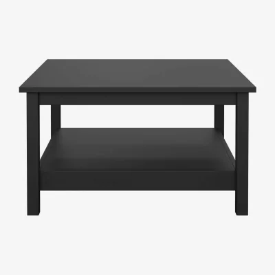 The Range Wildberry Matt Black Wooden Square Coffee Table with Lower Shelf - Black