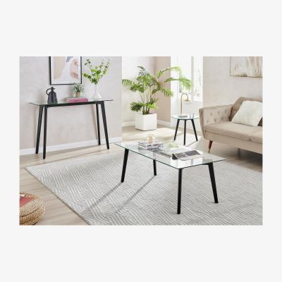 The Range Malmo Glass and Wooden Leg Living Room Set Rectangular Coffee Table - Black Legs
