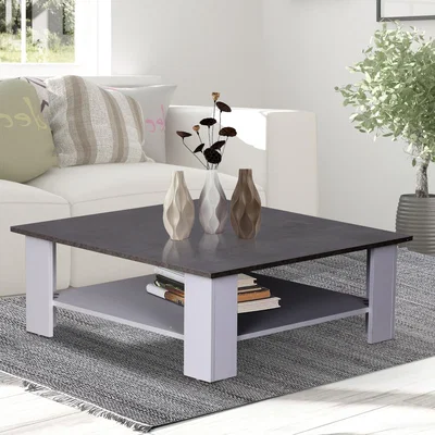 The Range 2 Tier Vintage Coffee Table - Cement and white