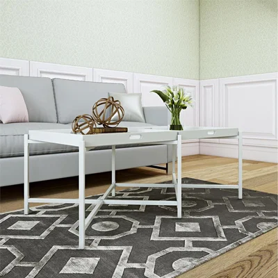 The Range White Coco Double Coffee Table With Removable Tray - White
