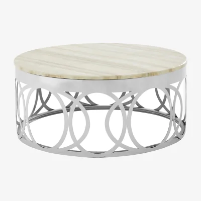 The Range Yasmin White Marble Coffee Table - Silver