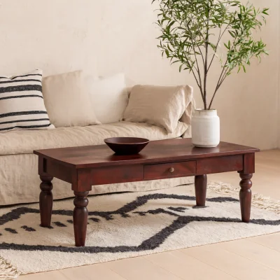 The Range Oxford Mango Wood Coffee Table 1 Drawer Matt Mahogany - Brown