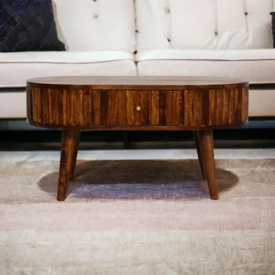 The Range Solid Wood Stripe Chestnut Coffee Table - Brown