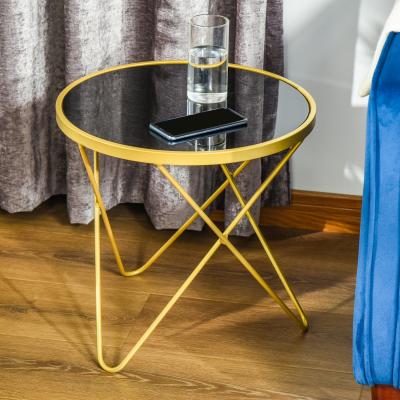 The Range Tempered Glass Coffee Table - Black, Gold / 42.5cm