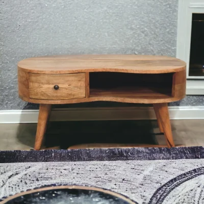 The Range Solid Wood Oak-ish Wave Coffee Table - Brown