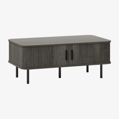 The Range Yocoma Grey Wood-Effect Rectangular Coffee Table with Tambour Doors