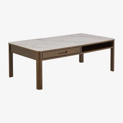 The Range Southampton Rectangular Coffee Table 1 Drawer 1 Shelf  in Cream Ceramic - Cream Ceramic