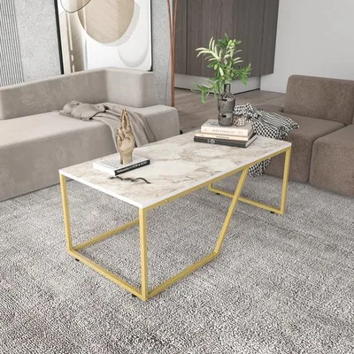 The Range Wendy Coffee Table White Marble Effect - Ephesus