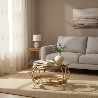 The Range Mantis Champagne Gold Finish Biycle Wheel  Coffee Table - Gold