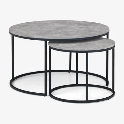 The Range Staten Nest Of Coffee Tables - Concrete/Black / Round