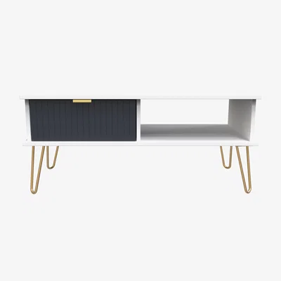 The Range Linear 1 Drawer Coffee Table - Indigo & White Matt