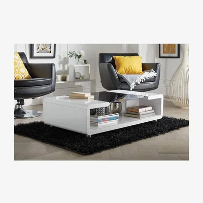 The Range Alexis Modern White Black High Gloss And Glass Coffee Table - White