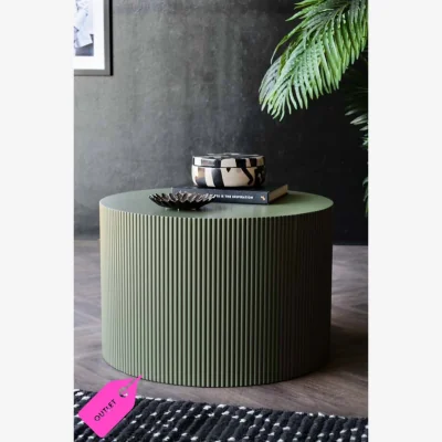 Rockett St George Olive Green Ribbed Coffee Table - SECONDS