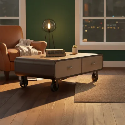 The Range Village Loft 2 Drawer Coffee Table - Natural