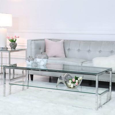The Range Clear Glass Coffee Table, Centre Table - Silver