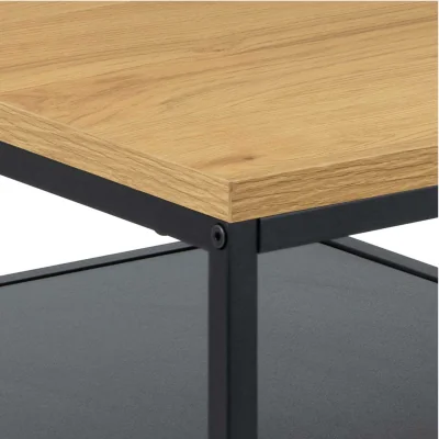 The Range Wyld Haus Haslev Natural Oak-Effect Rectangular Coffee Table - Matt Black Steel Frame - Natural