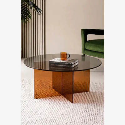 Rockett St George Seventies Amber Glass Oval Coffee Table