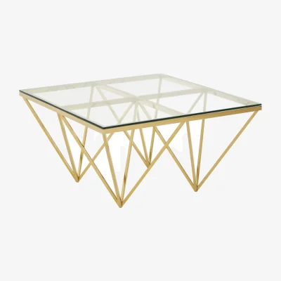 The Range Allure Gold Finish Prismaric Square Coffee Table - Gold