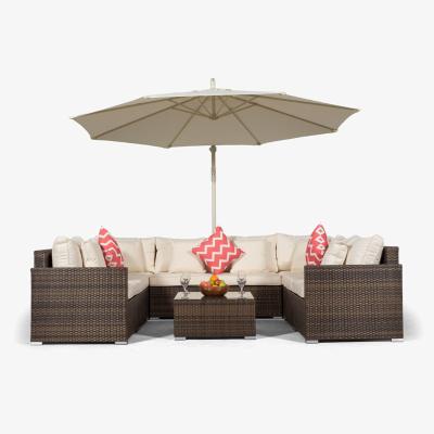 The Range Havana 8 Seat Rattan Corner Conversation Set with Coffee Table - Brown
