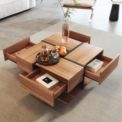 The Range Line design Coffee table with 4 drawers - Natural