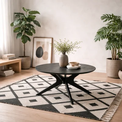 The Range Brovst Round Coffee Table Matt Veneer High - Black