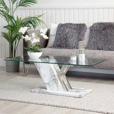 The Range Coffee Table for Living Room Furniture, Glass top Centre Table - white