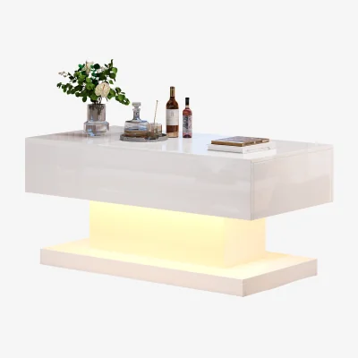 The Range High Gloss Lift Up Coffee Table with Storage and Height-Adjustable Tabletop - White