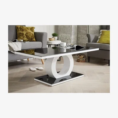 The Range Giovani Modern Halo High Gloss and Glass Coffee Table - Black & White