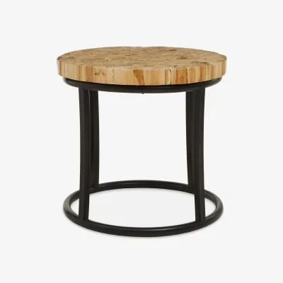The Range Malang Round Mosaic Teak Wood Coffee Table - Black