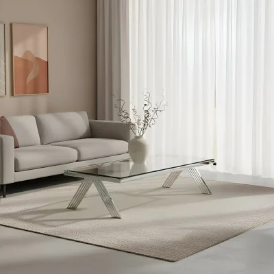 The Range Piermount Clear Glass Coffee Table - Silver