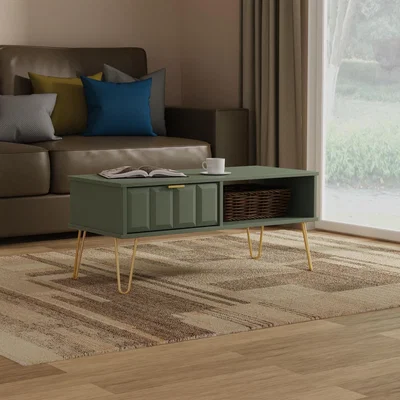 The Range Cube Ready Assembled 1 Drawer Coffee Table - Reed Green