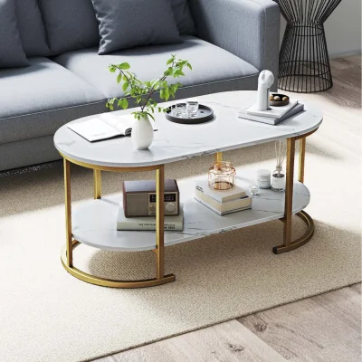 The Range Oval Coffee Table with Storage - White