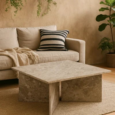 The Range Singapore Latte Turkish Marble Square Coffee Table - Brown