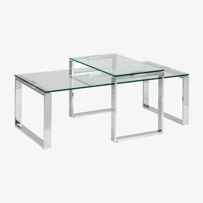 The Range Set of 2 Katrine Coffee Tables - Clear and Chrome