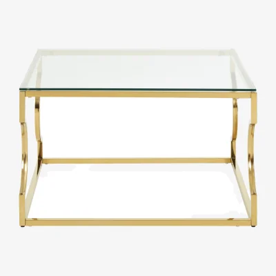 The Range Allure Tempered Glass Curved Frame Coffee Table - Gold