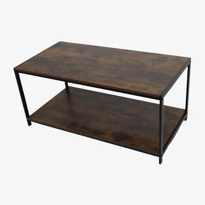 The Range Rustic Coffee Table Brown Living Room Table with Metal Frame  - Brown