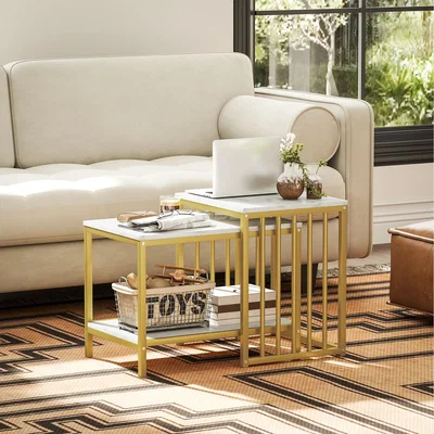 The Range HOMCOM Modern Coffee Table Set of Two - Gold Tone