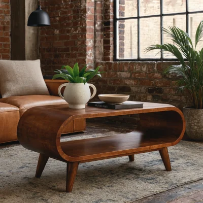 The Range Porquerolles Mango Wood Low Coffee Table Nordic Rectangular Matt Finish - Brown